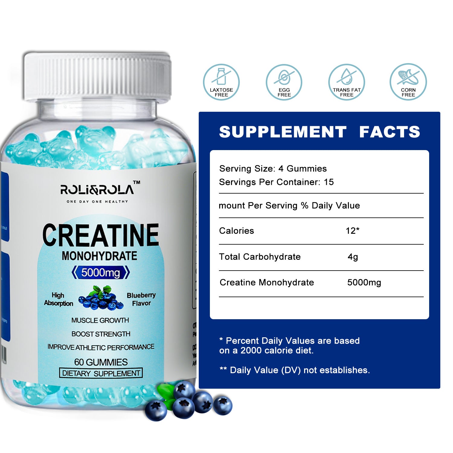 High Strength Creatine Monohydrate Gummies, Blueberry